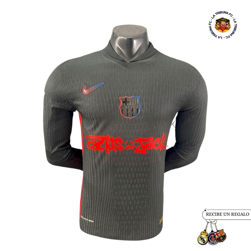 BARCELONA x TRAVIS SCOTT CACTUS JACK NEGRA 2025 EDICIÓN LIMITADA VERSION JUGADOR (MANGA LARGA)